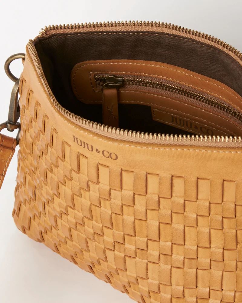 Juju & Co | Woven Pouch Bag - Tan | Zabecca Living