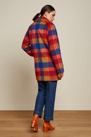 KING LOUIE Amelie Coat Hutton Check - Fire Red Jacket - Zabecca Living