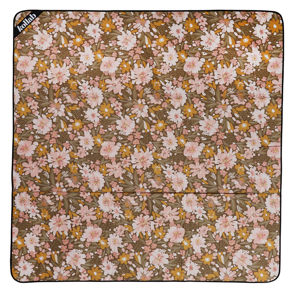KOLLAB Picnic Mat - Khaki Floral NOVELTY - Zabecca Living