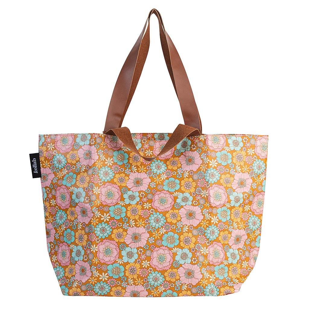 KOLLAB Shopper Tote - Retro Aqua Flow SHOPPING BAG - Zabecca Living
