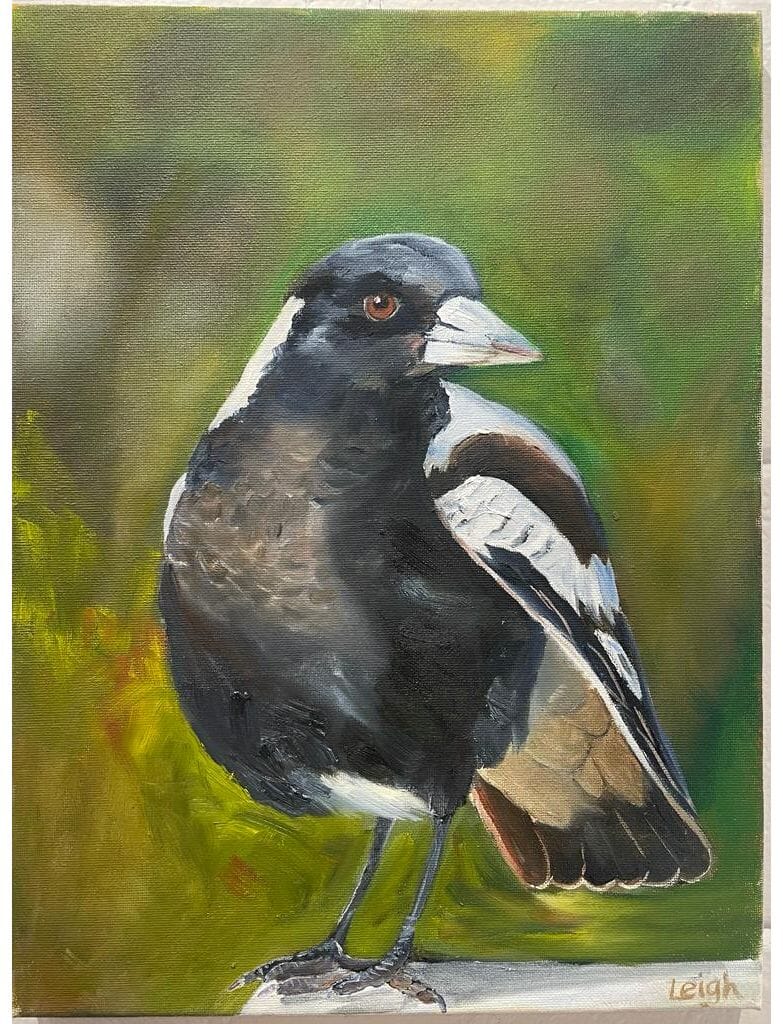 Leigh Kitching Magpie Series Large Painting Percy Zabecca Living