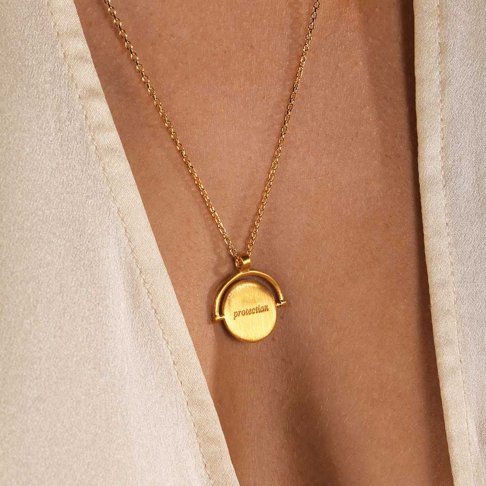 LINDA TAHIJA Amulets of Alchemy Protection Necklace - Gold Plated Earrings - Zabecca Living
