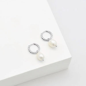 LINDA TAHIJA Baroque Pearl Rope Huggie Earrings - Sterling Silver Earrings - Zabecca Living