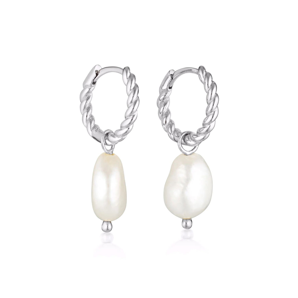 LINDA TAHIJA Baroque Pearl Rope Huggie Earrings - Sterling Silver Earrings - Zabecca Living