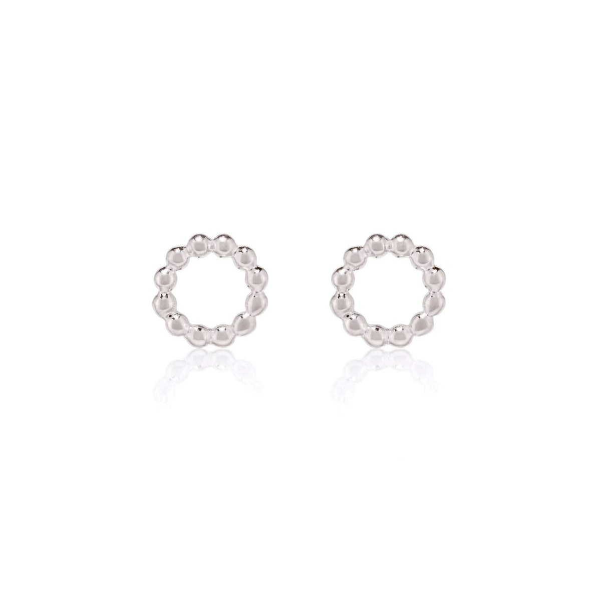 LINDA TAHIJA Beaded Circle Stud Earrings - Sterling Silver Earrings - Zabecca Living