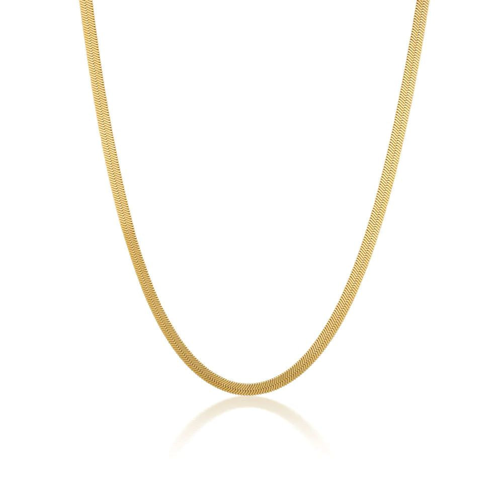 LINDA TAHIJA Herringbone Chain Necklace - Gold Plated Necklace - Zabecca Living