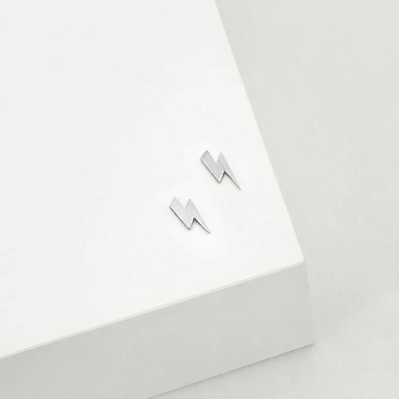 LINDA TAHIJA Lightening Bolt Stud Earrings - Sterling Silver Earrings - Zabecca Living