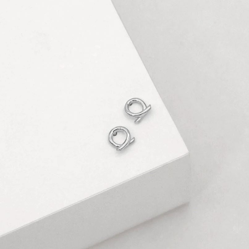 LINDA TAHIJA Loop Stud Earrings - Sterling Silver Earrings - Zabecca Living