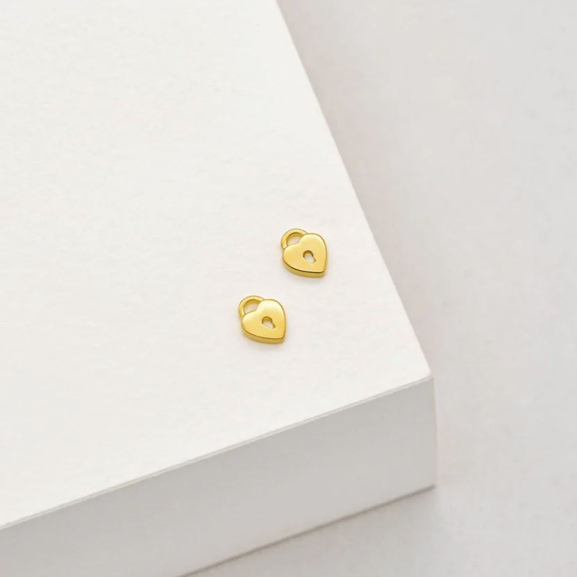 LINDA TAHIJA Love Locket Stud Earrings - Gold Plated Earrings - Zabecca Living