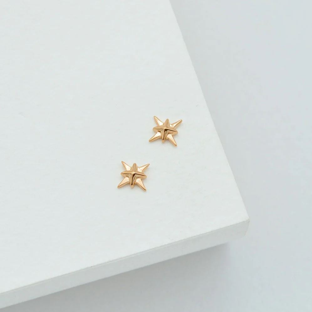 LINDA TAHIJA North Star Stud Earrings - Rose Gold Plated Earrings - Zabecca Living