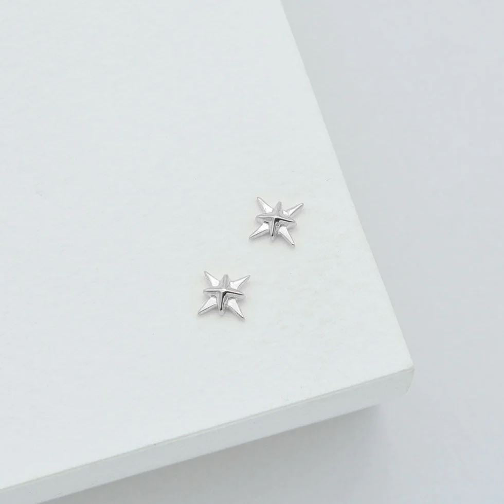 LINDA TAHIJA North Star Stud Earrings - Sterling Silver Earrings - Zabecca Living