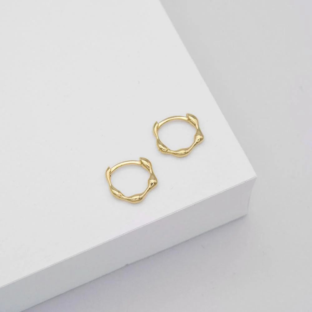 LINDA TAHIJA Organica Mini Huggie Earrings - Gold Plated Earrings - Zabecca Living