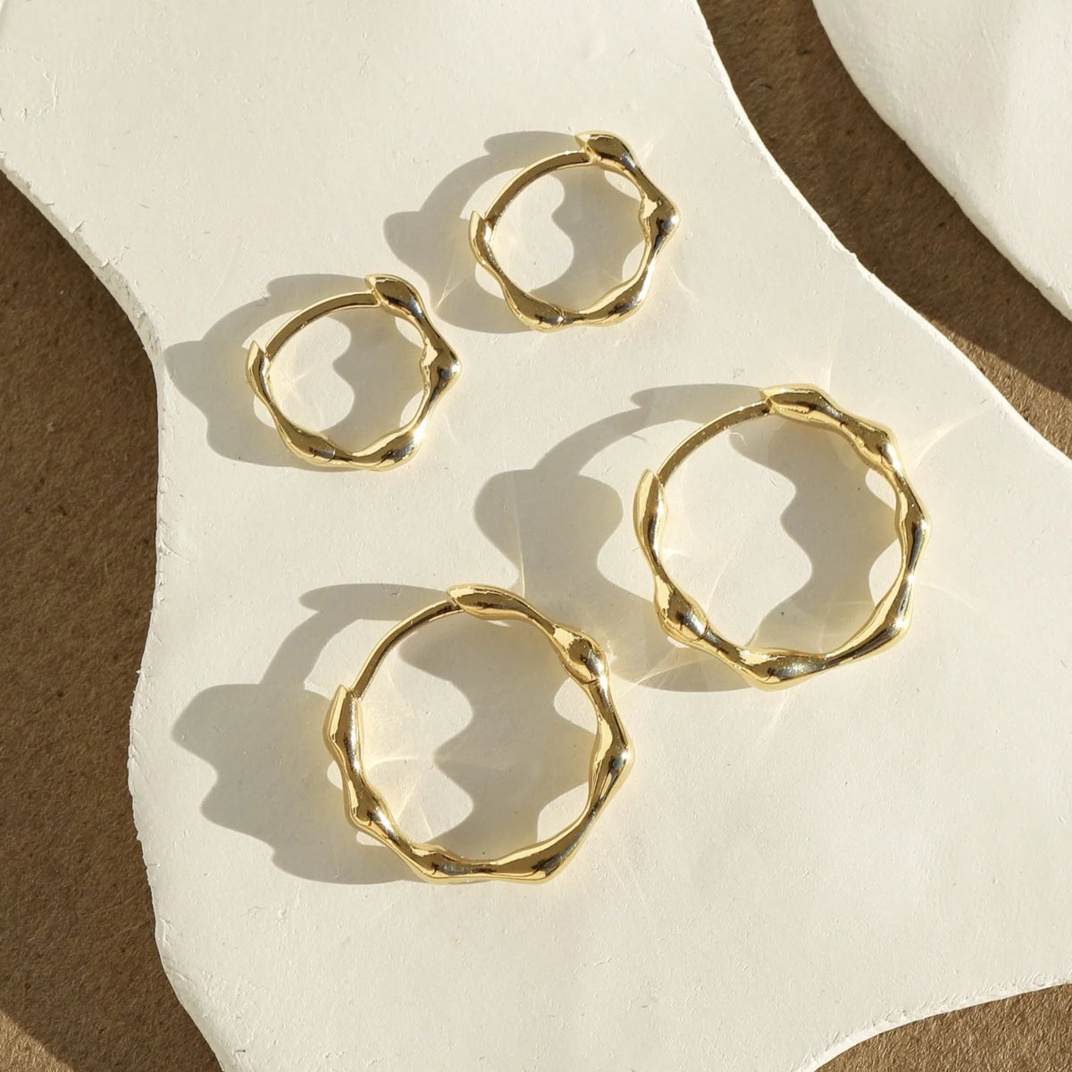 LINDA TAHIJA Organica Mini Huggie Earrings - Gold Plated Earrings - Zabecca Living