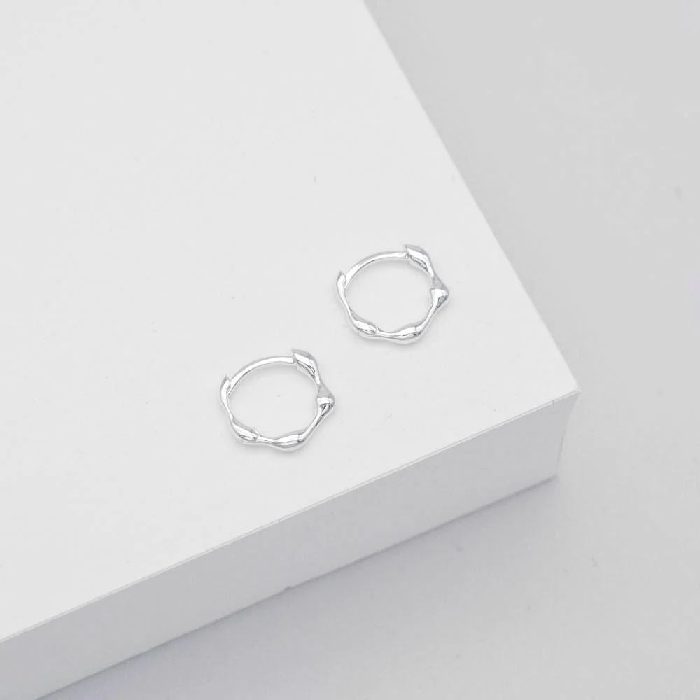LINDA TAHIJA Organica Mini Huggie Earrings - Sterling Silver Earrings - Zabecca Living