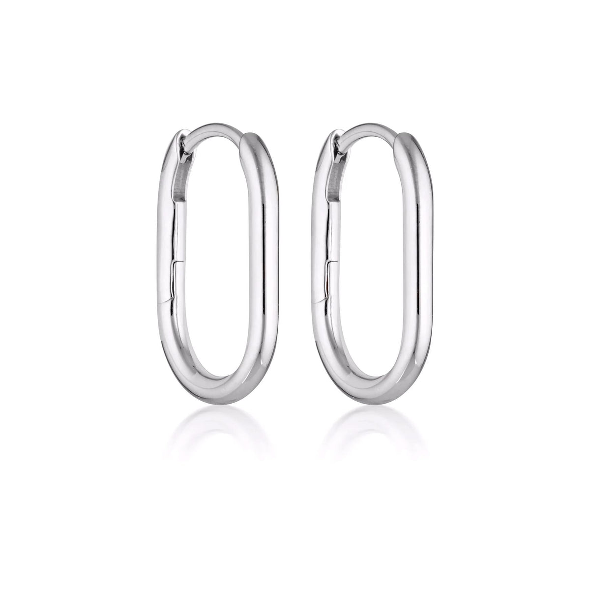 LINDA TAHIJA Oval Hoop Earrings - Sterling Silver Earrings - Zabecca Living