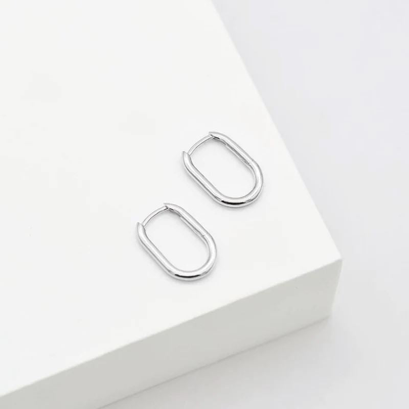 LINDA TAHIJA Oval Hoop Earrings - Sterling Silver Earrings - Zabecca Living
