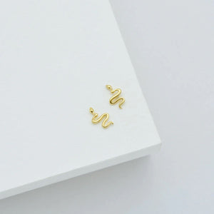 LINDA TAHIJA Serpent Stud Earrings - Gold Plated Earrings - Zabecca Living