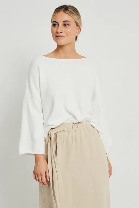 LITTLE LIES Anna Knit - White Jumpers + Knitwear - Zabecca Living