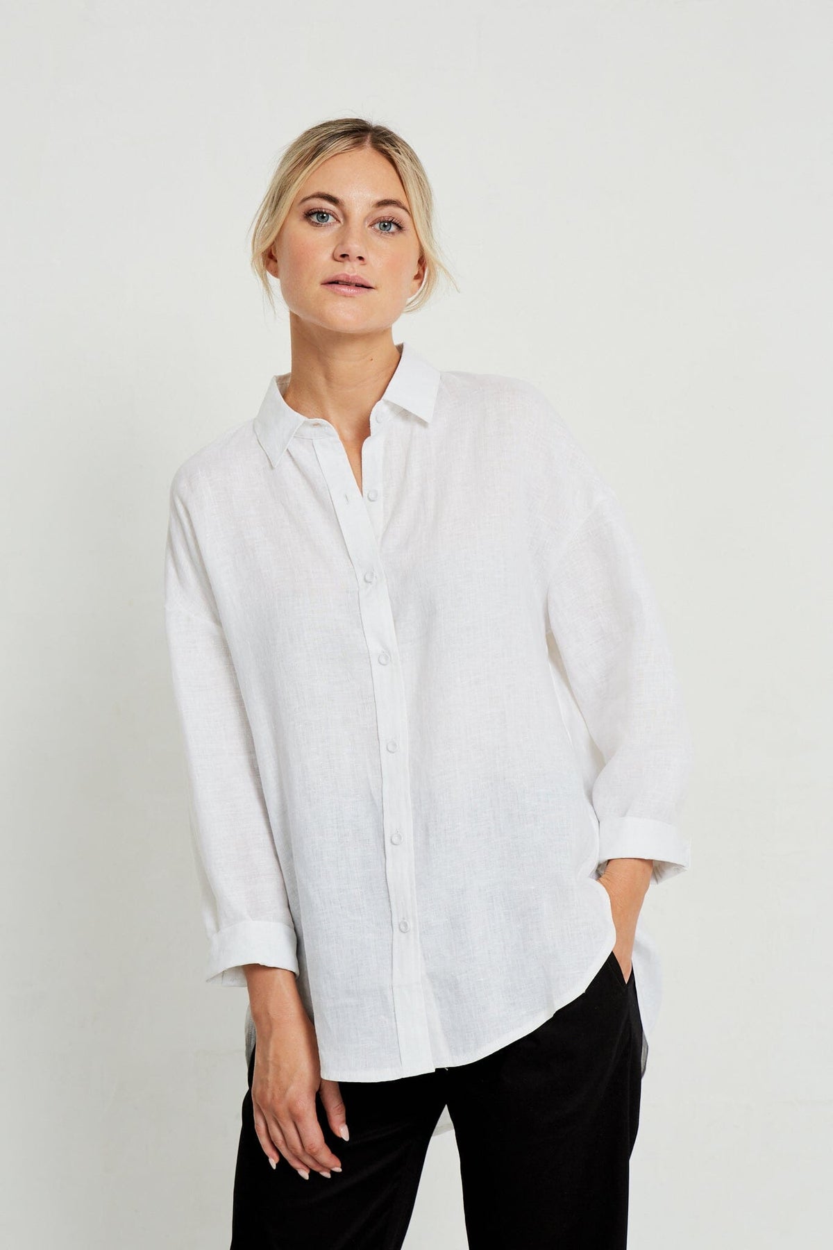 LITTLE LIES Boyfriend Shirt - White Shirts &amp; Blouses - Zabecca Living
