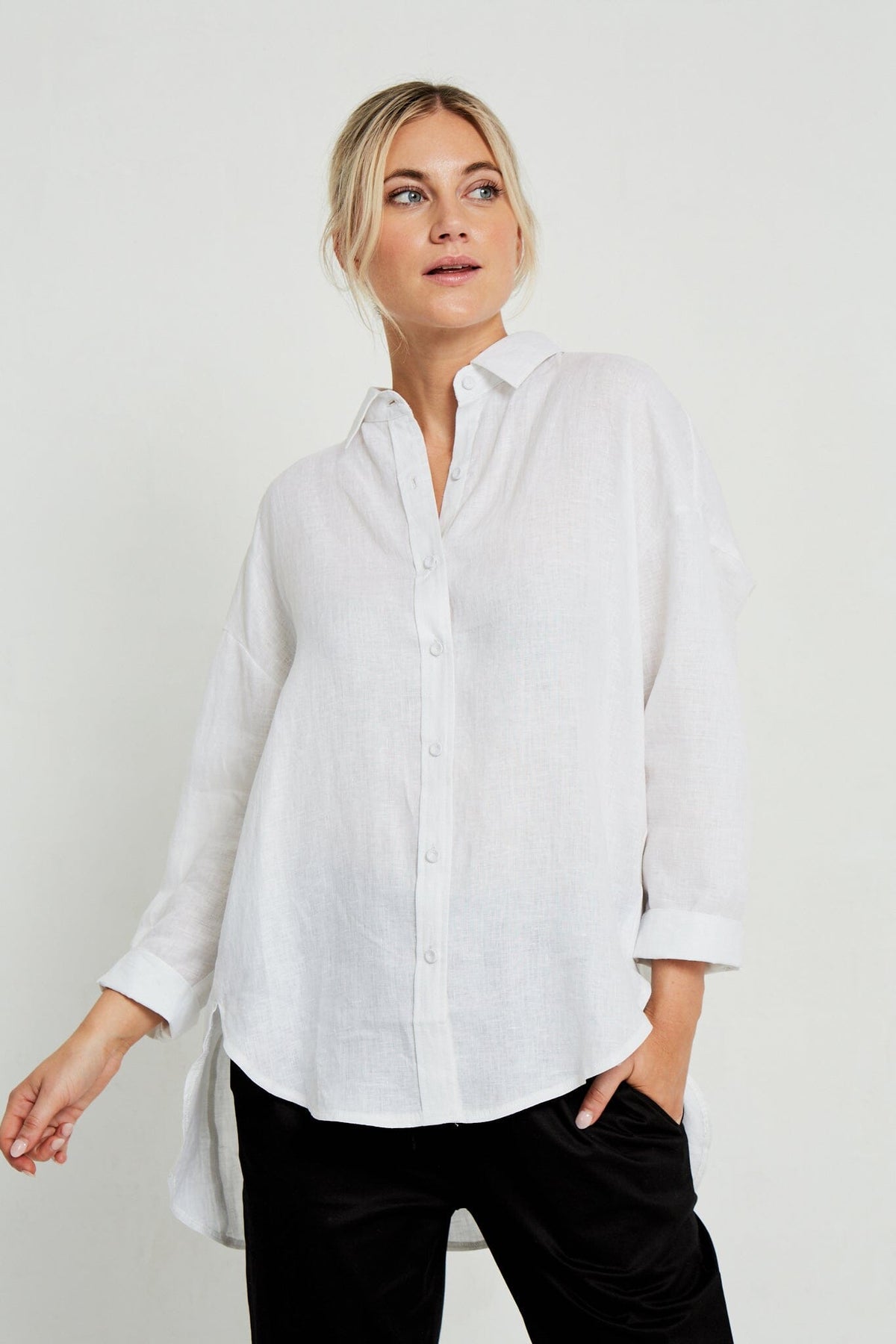 LITTLE LIES Boyfriend Shirt - White Shirts &amp; Blouses - Zabecca Living