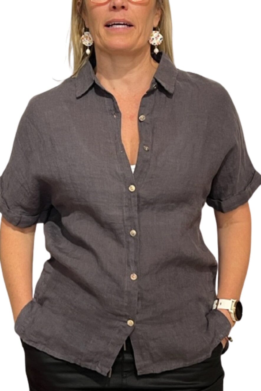LITTLE LIES Essential Shirt - Grey Shirts & Blouses - Zabecca Living