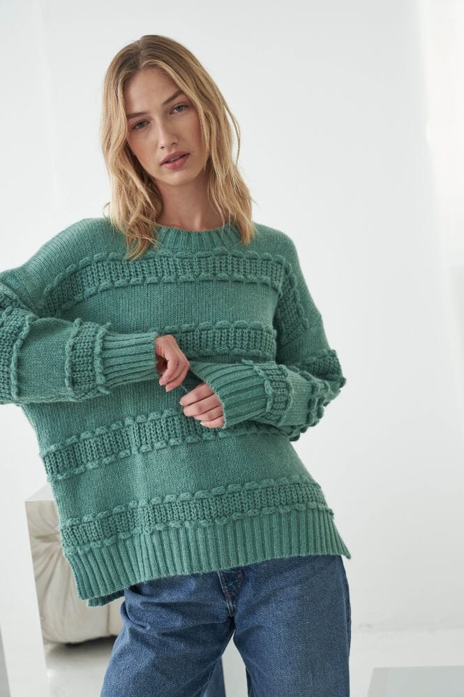 LITTLE LIES Girona Sweater - Green Jumpers + Knitwear - Zabecca Living