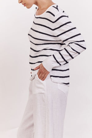 LITTLE LIES Nellie Stripe Top - Black Jumpers + Knitwear - Zabecca Living