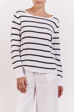 LITTLE LIES Nellie Stripe Top - Black Jumpers + Knitwear - Zabecca Living