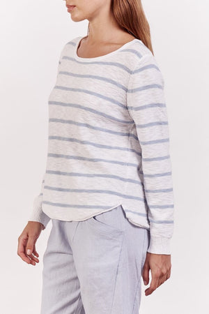 LITTLE LIES Nellie Stripe Top - Blue Jumpers + Knitwear - Zabecca Living