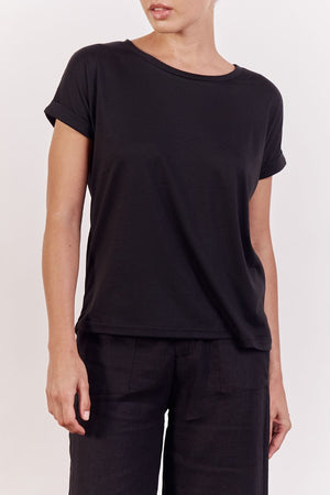 LITTLE LIES Roll Sleeve Tee - Black Tee - Zabecca Living