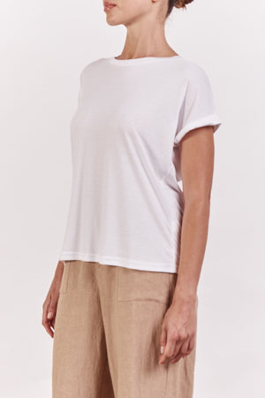 LITTLE LIES Roll Sleeve Tee - White Tee - Zabecca Living