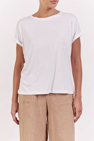 LITTLE LIES Roll Sleeve Tee - White Tee - Zabecca Living