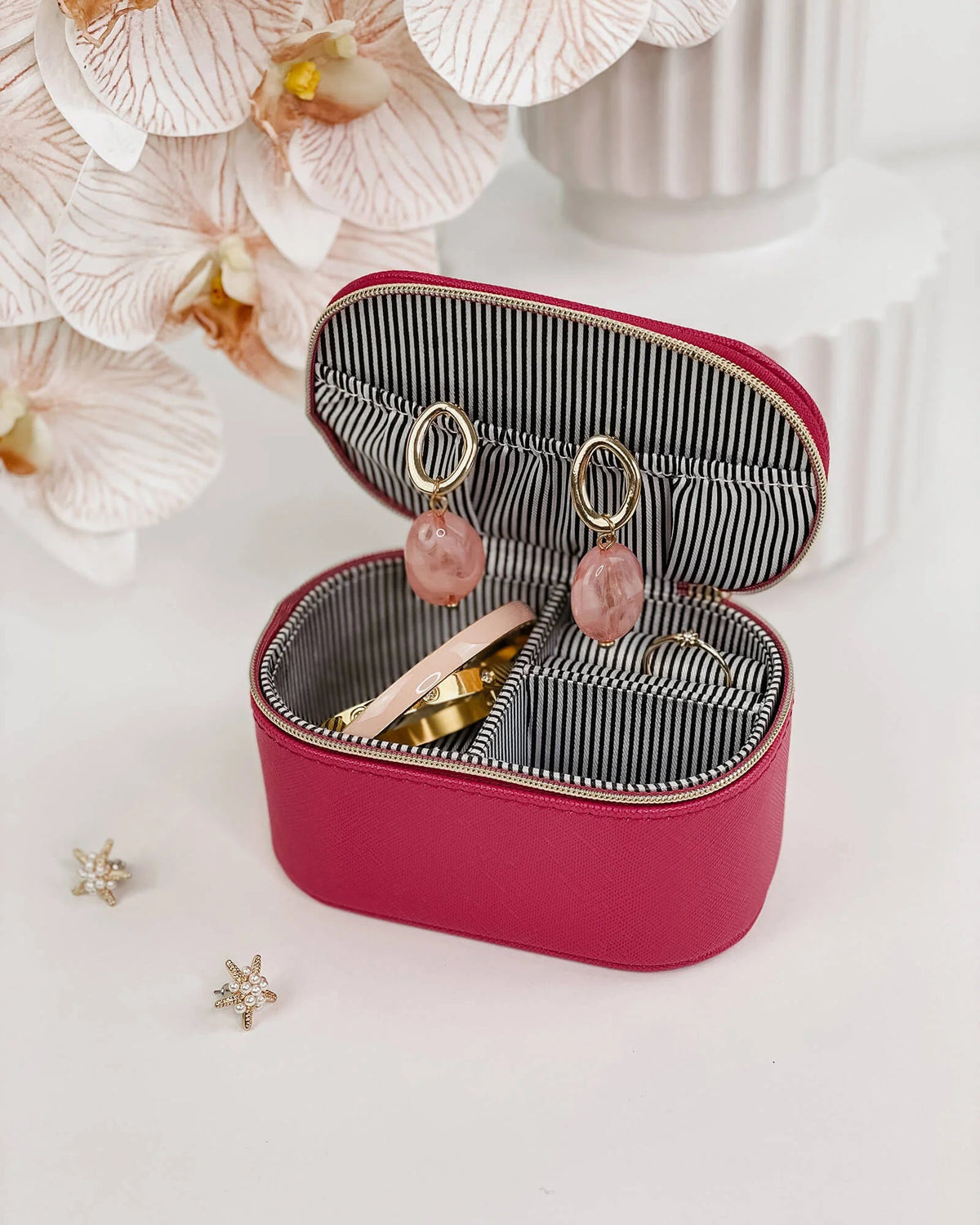 LOUENHIDE Olive Jewellery Box - Raspberry Jewellery Box - Zabecca Living