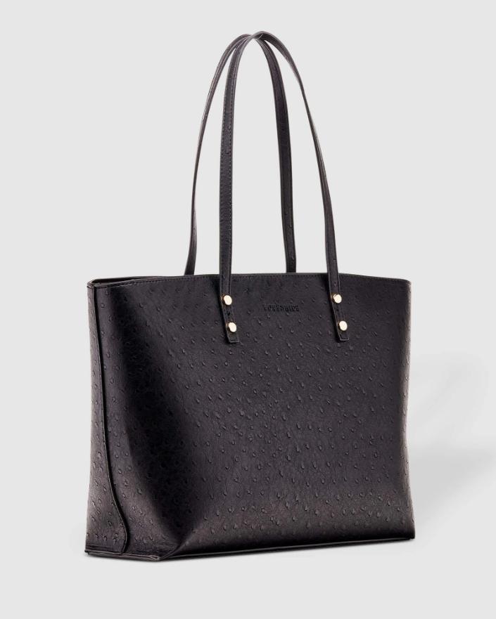 LOUENHIDE Riley Trio Ostrich Tote Bag - Black HANDBAG - Zabecca Living