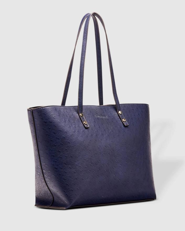 LOUENHIDE Riley Trio Ostrich Tote Bag - Navy HANDBAG - Zabecca Living
