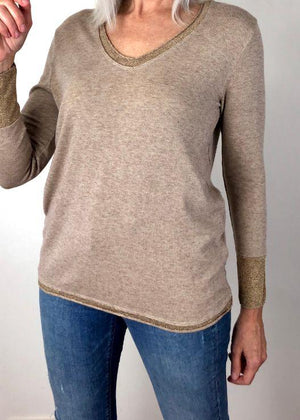 LOVE FROM ITALY Soft Jumper V Neck - Gold Jumpers - Zabecca Living