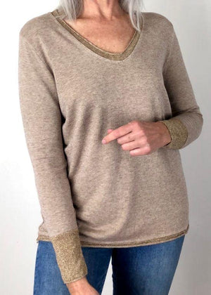 LOVE FROM ITALY Soft Jumper V Neck - Gold Jumpers - Zabecca Living