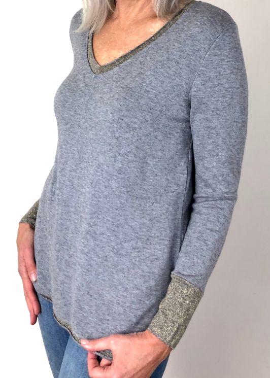 LOVE FROM ITALY Soft Jumper V Neck - Silver Jumpers - Zabecca Living