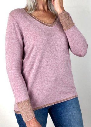 LOVE FROM ITALY Soft Jumper V Neck - Soft Pink Jumpers + Knitwear - Zabecca Living