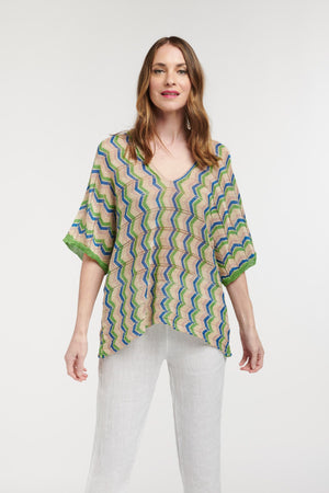 LOVE FROM ITALY Volterra Nights Top - Blue Lime Shirts & Blouses - Zabecca Living