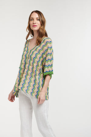 LOVE FROM ITALY Volterra Nights Top - Blue Lime Shirts & Blouses - Zabecca Living