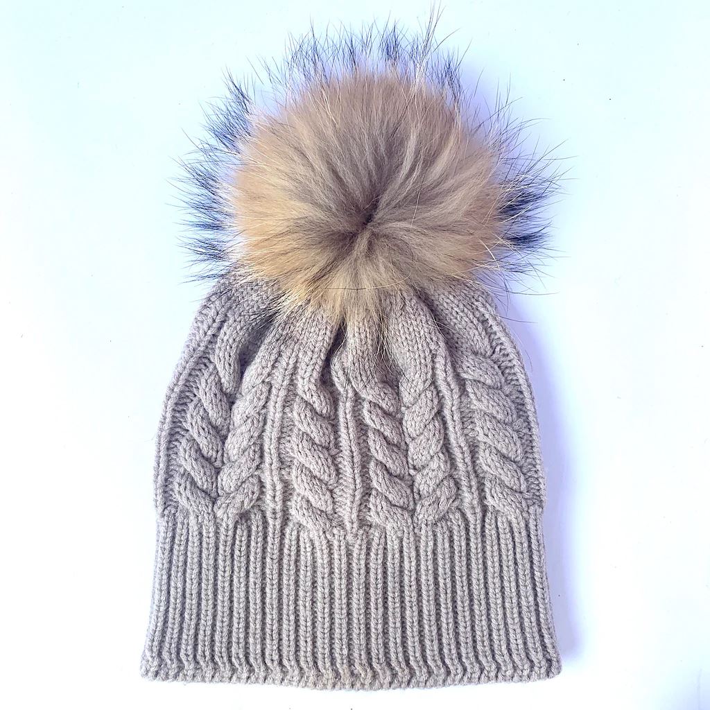 LOVE KATE Absolutely, I'm in! Merino Jumbo Cable Beanie - Biscuit Beanie - Zabecca Living