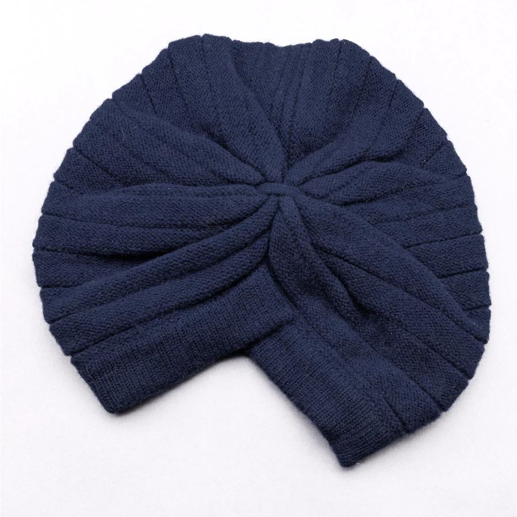 LOVE KATE T'urban Outfitter Merino Jumbo Rib Turban - Dark Denim Blue Beanie - Zabecca Living