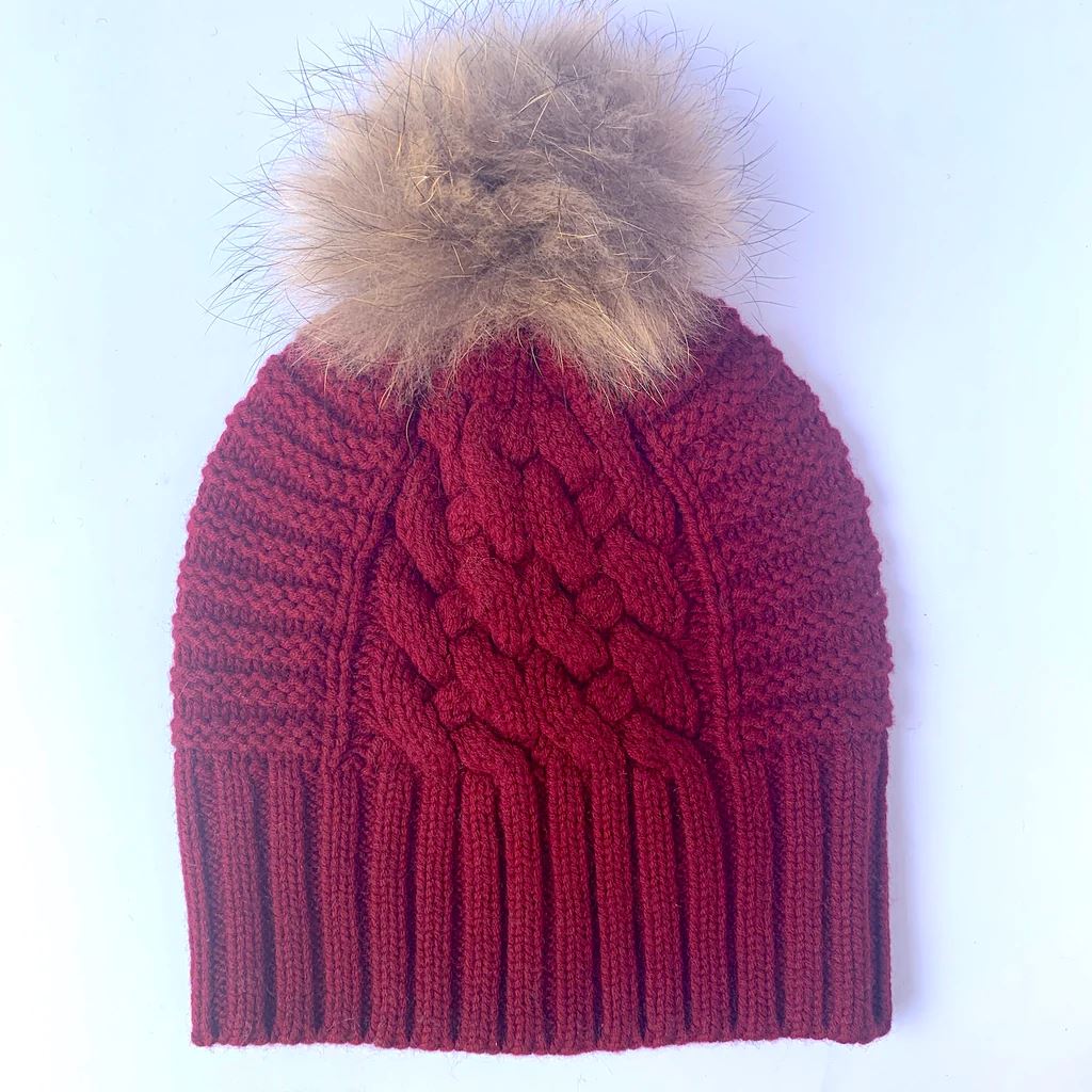 LOVE KATE Up for Anything Merino Jumbo Cable Beanie - Classic Car Red Beanie - Zabecca Living