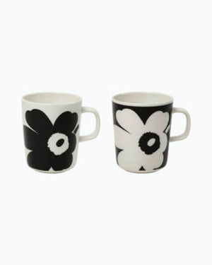 MARIMEKKO Juhla Unikko Mugs 2pc - White/Black Mugs - Zabecca Living