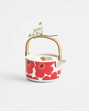 MARIMEKKO Oiva / Unikko Teapot 7dl - White Red Blue KITCHEN + DINING - Zabecca Living