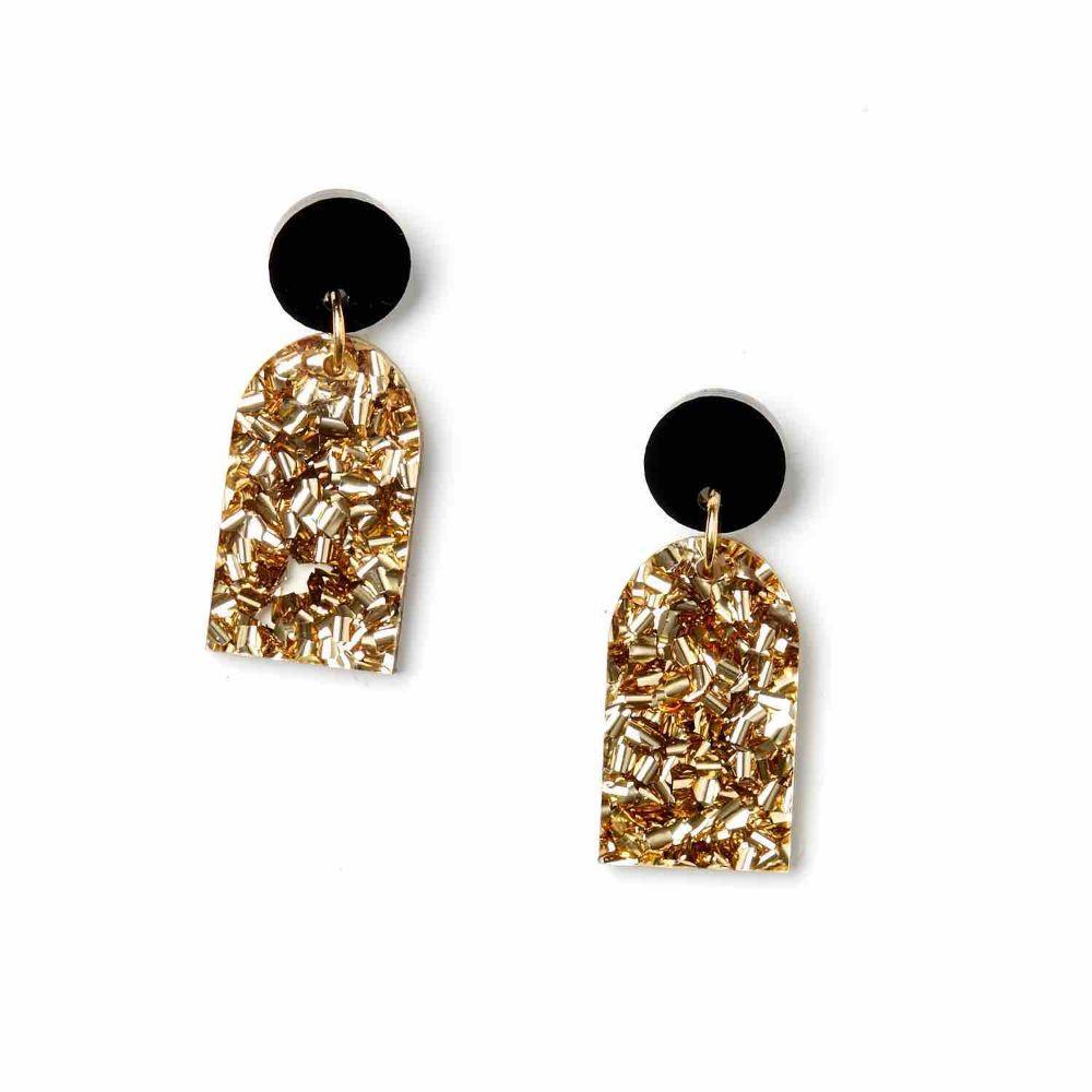 MARTHA JEAN Arc Earrings - Black/Gold Earrings - Zabecca Living