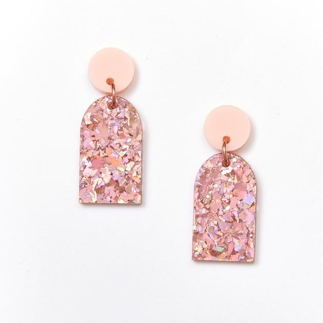 MARTHA JEAN Arc Earrings - Pink/Pink Earrings - Zabecca Living