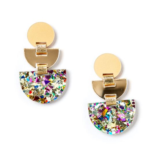 MARTHA JEAN Boat Earrings - Gold Confetti Earrings - Zabecca Living