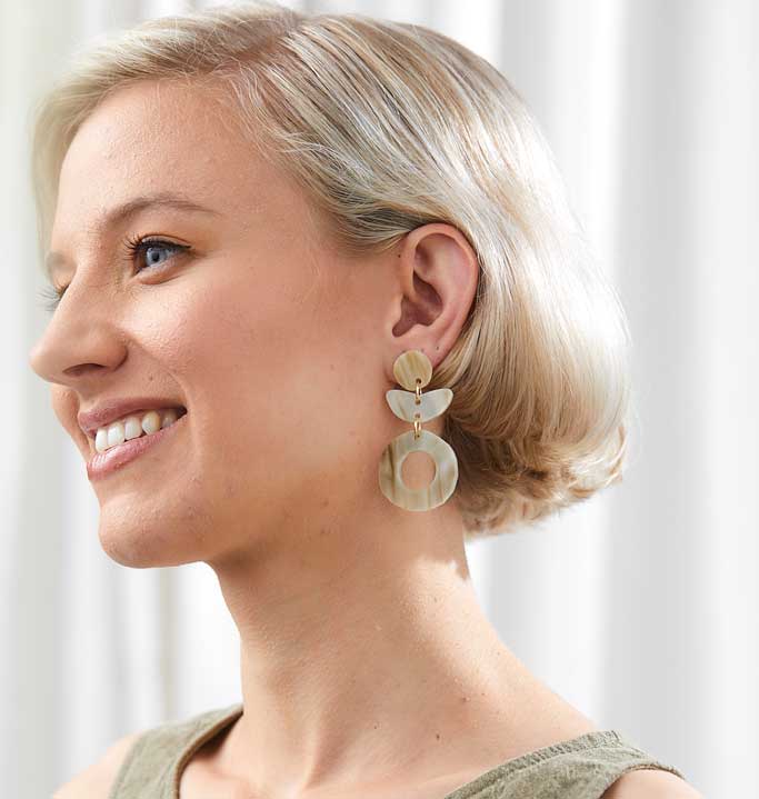 MARTHA JEAN Dune Flower Earrings - Marble Earrings - Zabecca Living